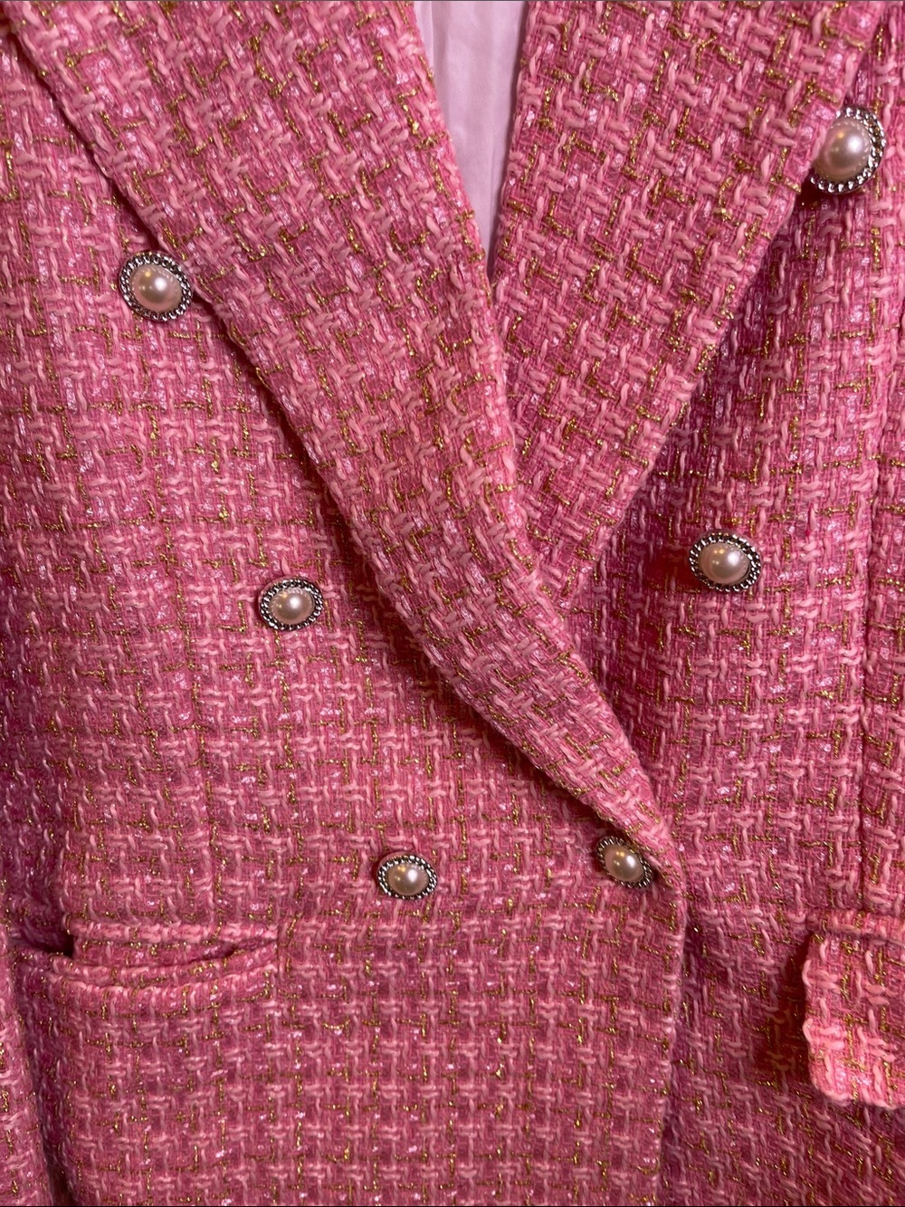 Shein   Double Breasted Pink Blazer